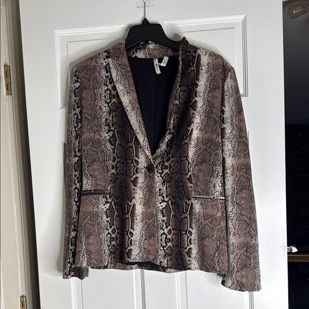 Classic Brown and Black Snake Print Blazer.  Tessori.  small